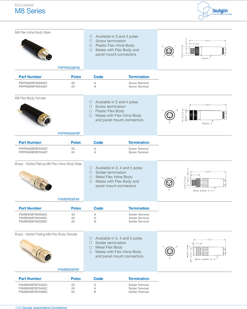 M8 A型公頭裝配式連接器規(guī)格型號(hào)