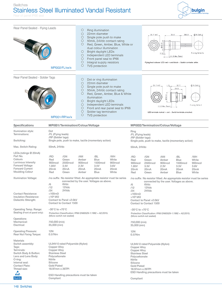 MP1001-RP防破壞開關參數