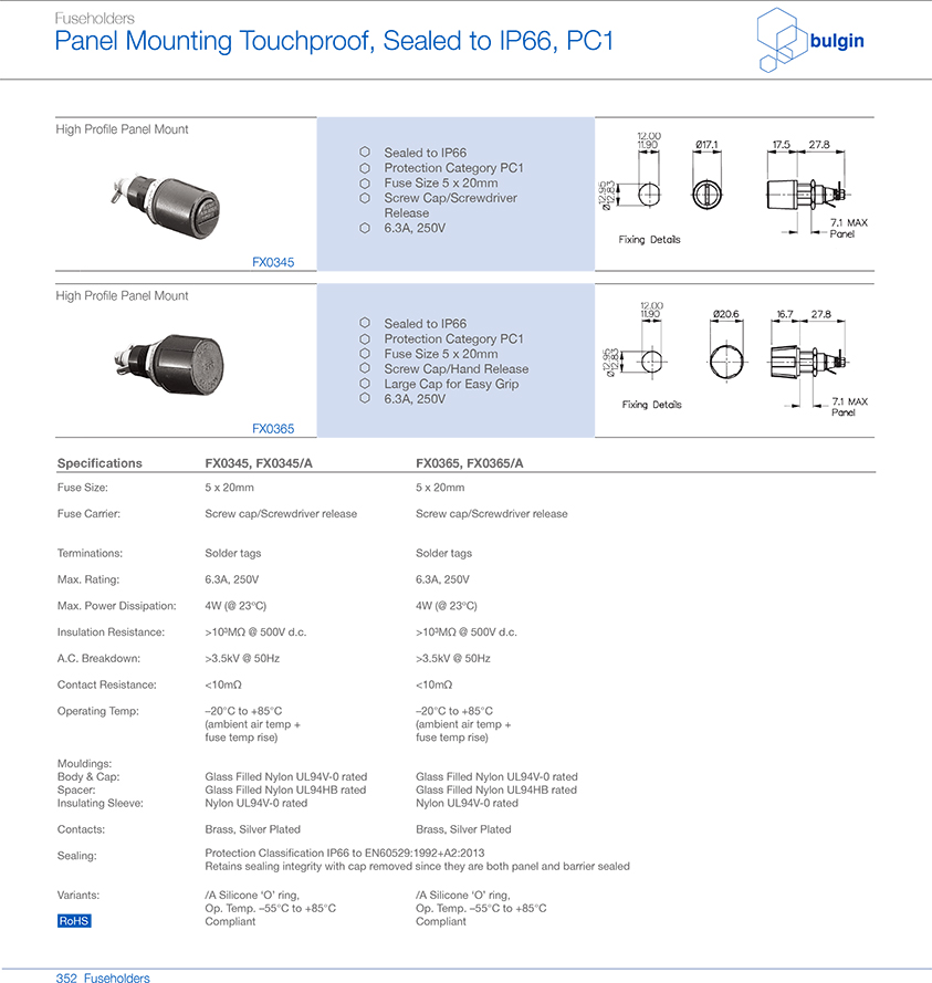 FX0345 IP66保險絲座規(guī)格尺寸 FX0345 IP66保險絲座規(guī)格尺寸