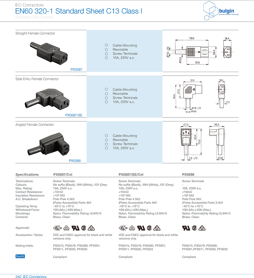 內(nèi)螺紋IEC連接器PX0587選型