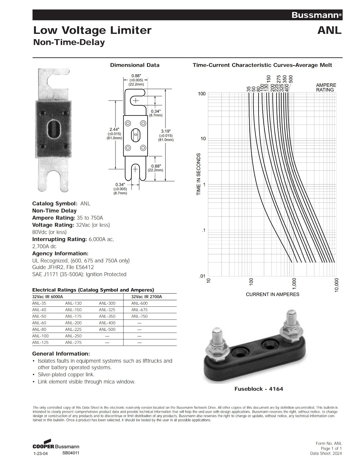 ANL系列熔斷器技術(shù)參數(shù) ANL系列熔斷器技術(shù)參數(shù)